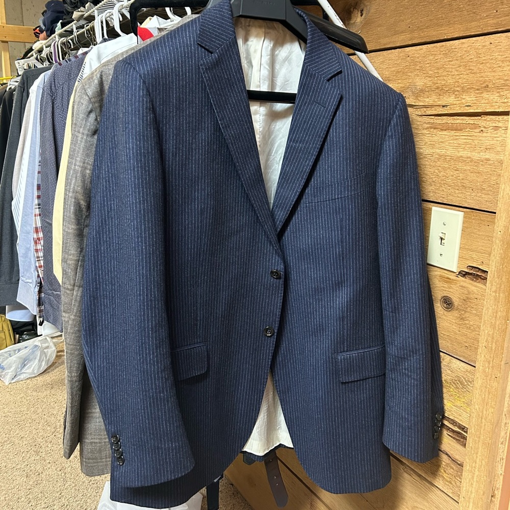 SuitSupply wool blazer - navy stripe - 48 Long 48L